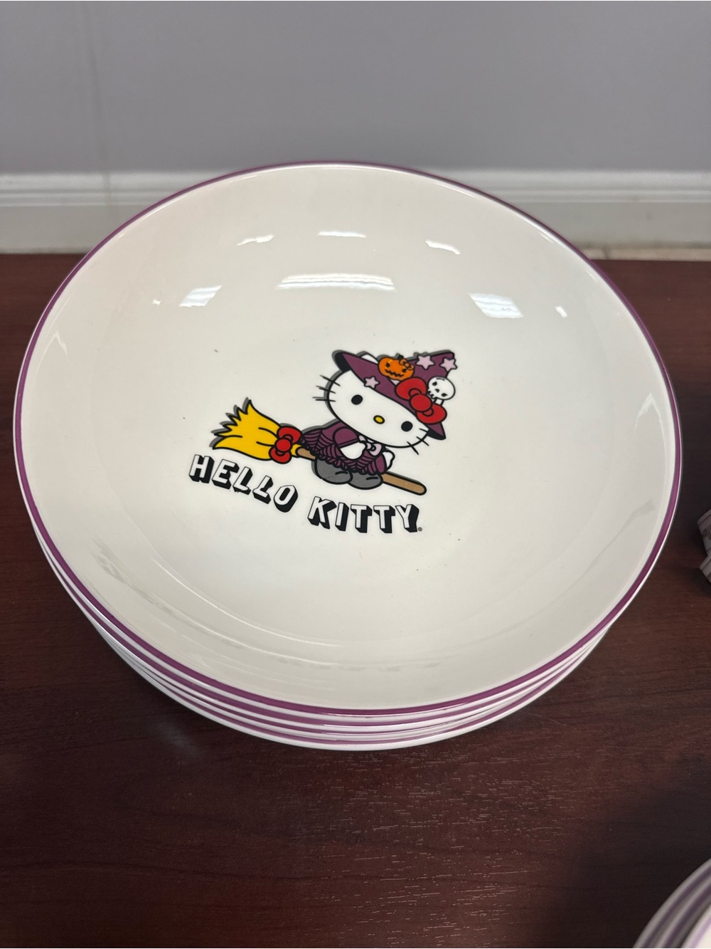 Hello Kitty Halloween White Bowl with Purple Trim